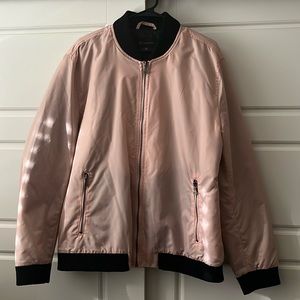 INC men’s pink/salmon with black trim bomber jacket